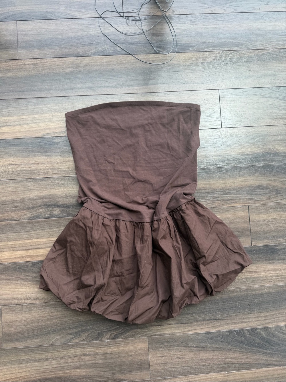 Brown Strapless Mini Dress